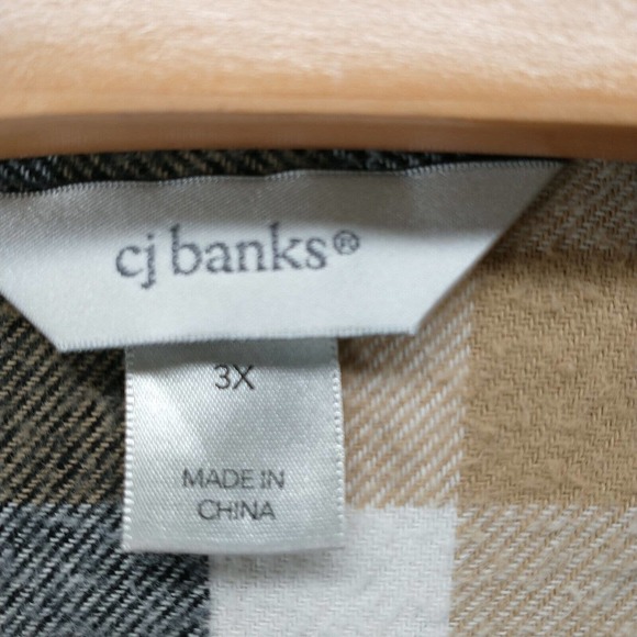 CJ Banks Women's Button Front Shirt Multi 3X Plaid Flannel Long Sleeve Cotton - Picture 8 of 12